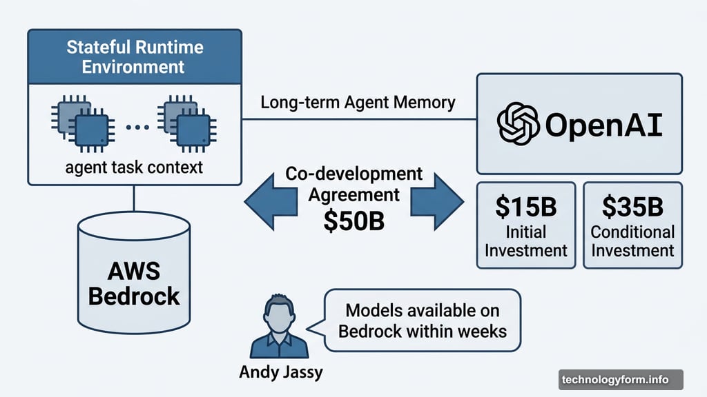 Amazon fifty billion dollar OpenAI investment includes AWS Bedrock stateful runtime