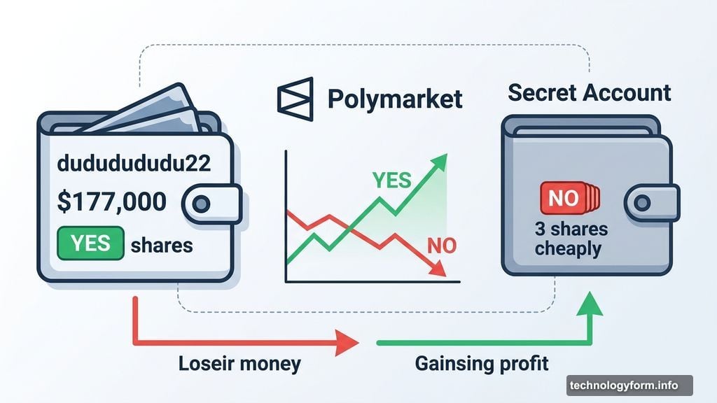 Spoofing tactic on Polymarket using two anonymous wallets to profit