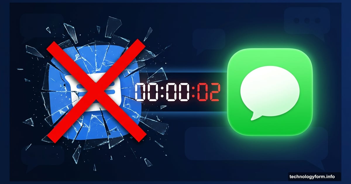 Samsung Messages app icon cracking apart, Google Messages icon glowing as replacement