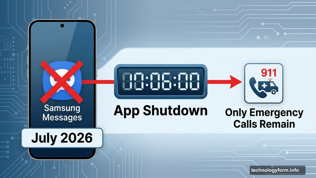 Samsung Messages app shutting down July 2026, only emergency calls remain