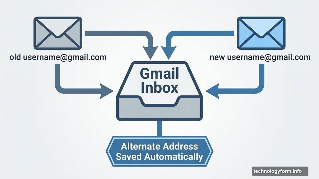 Old Gmail address saved as alternate, emails still reach your inbox