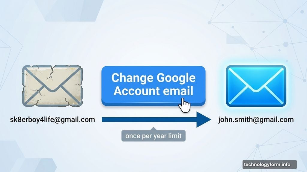 Google Account settings button to change Gmail username once per year