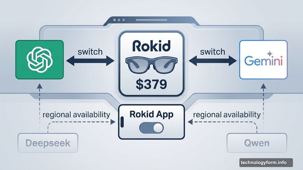 Rokid glasses let users switch between ChatGPT and Gemini models