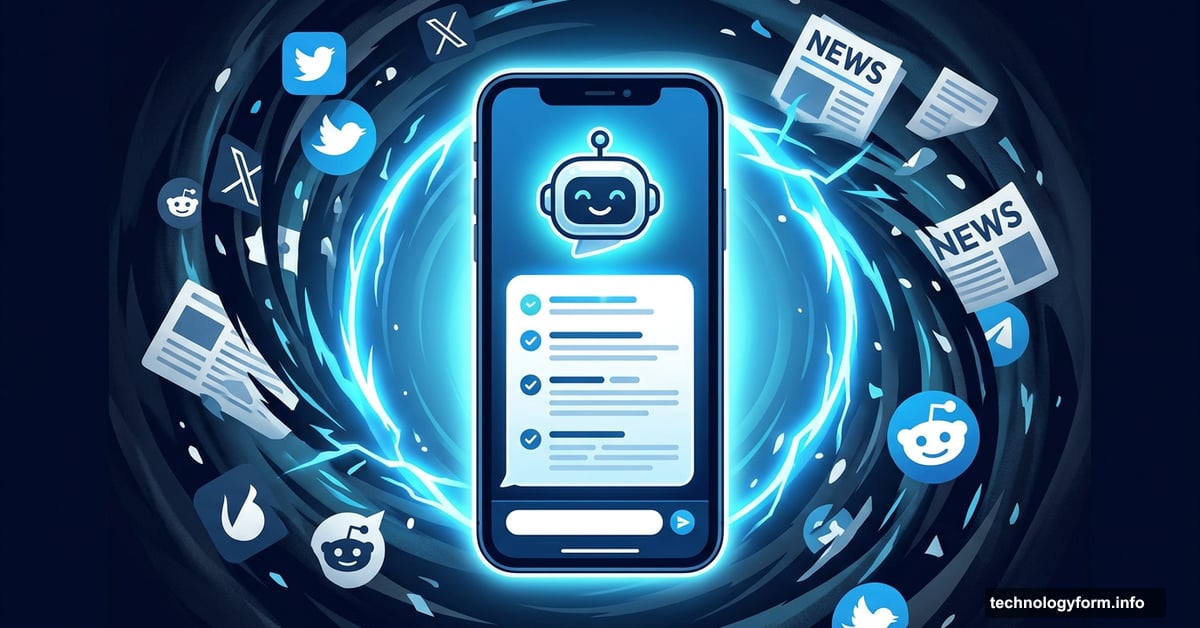 AI bot on phone filters chaotic social media into clean news digest