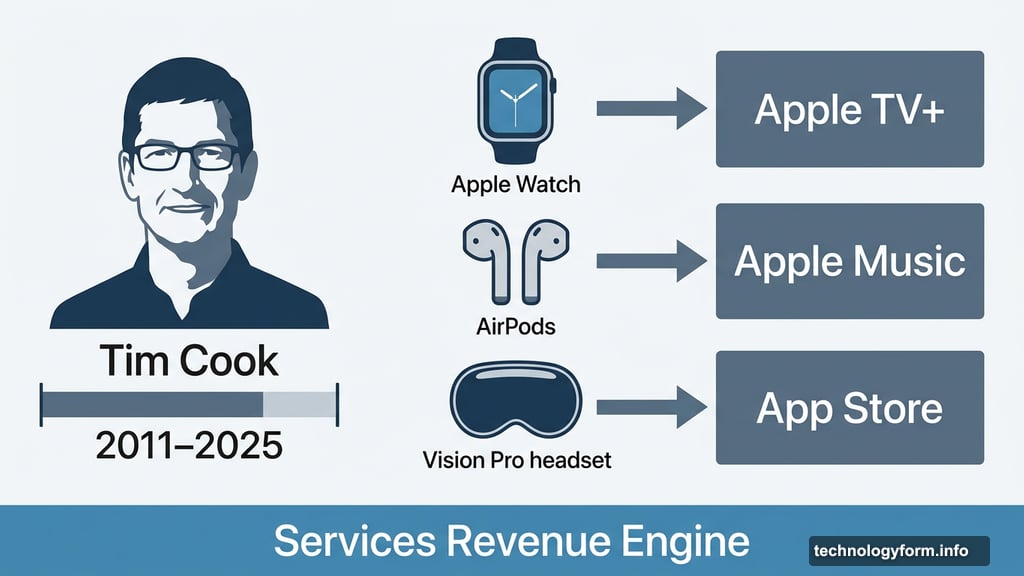 Tim Cook launched Apple Watch, AirPods, Vision Pro and services