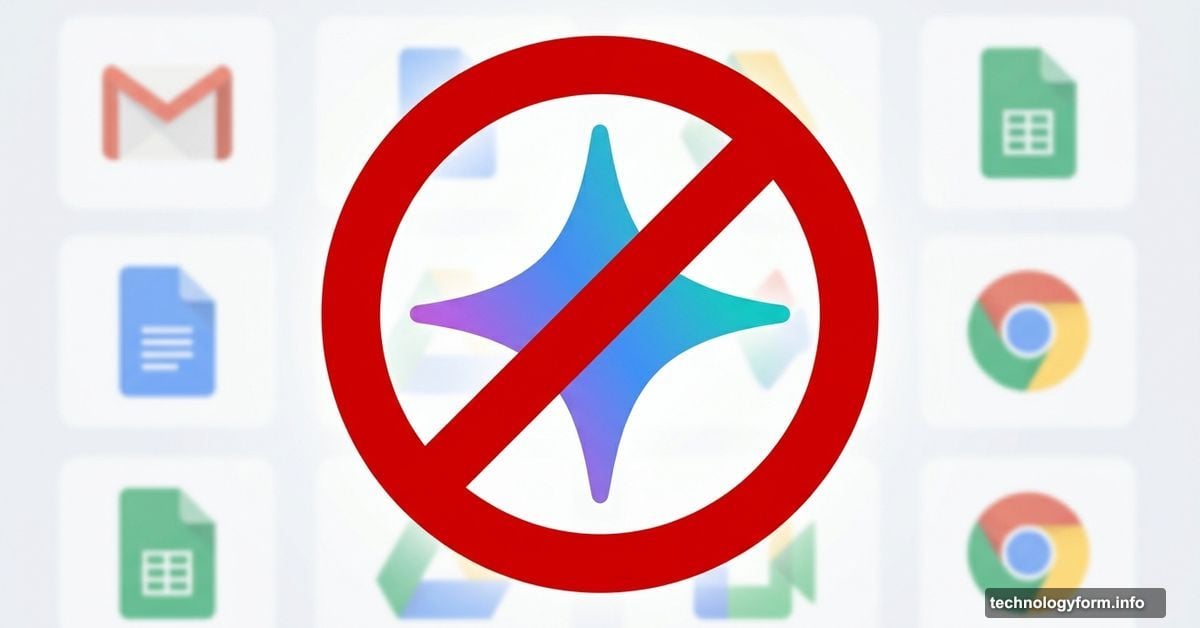Google Gemini logo with red prohibition sign blocking it