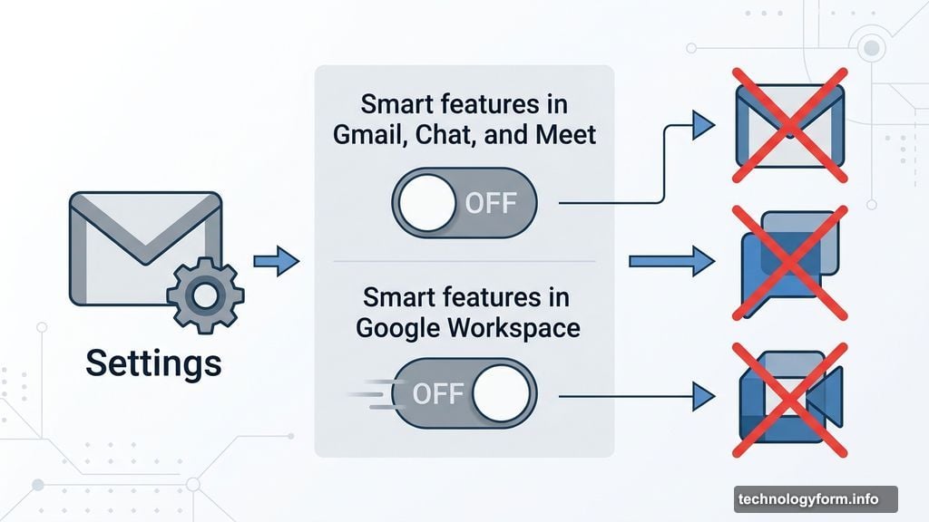 Disabling two separate Gemini smart feature settings groups in Gmail